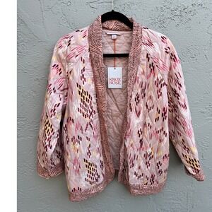 Knox Rose NEW Womens Pink Quilted Kimono Abstract Cottagecore Retro Jacket